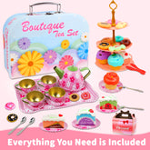 YCFUN 45 Pieces Kids Tea Party Set, Preschool Pretend Play Kitchen Toys for Ages 3+